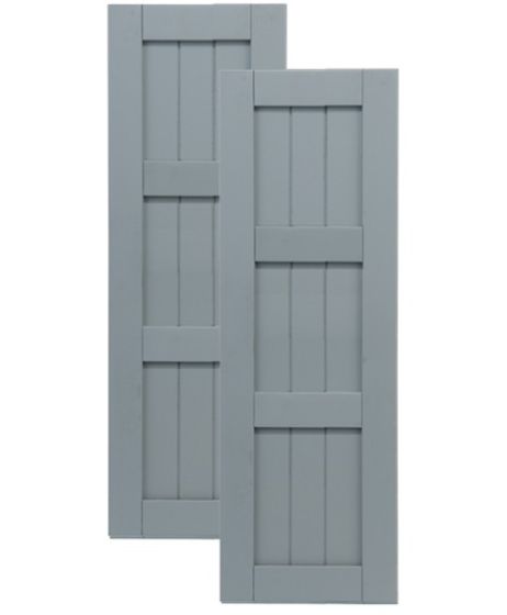Traditional Composite Framed Board-n-Batten Shutters w/ Double Mullion, Installation Brackets Included