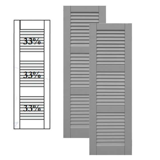 Traditional Composite Louver Shutters w/ Double Mullion, Installation Brackets Included