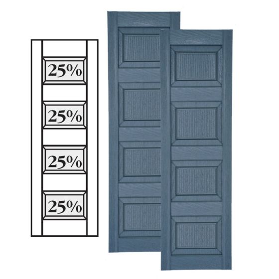Custom Vinyl Raised Panel Shutters w/ Triple Mullion