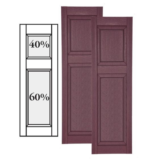 Custom Vinyl Raised Panel Shutters w/ Offset Top Mullion