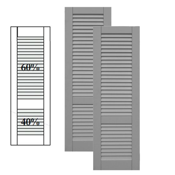 Traditional Composite Louver Shutters w/ Offset Bottom Mullion, Installation Brackets Included