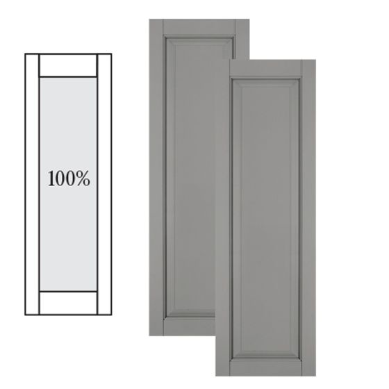 Traditional Composite Raised Panel Shutters w/ Full Panel, Installation Brackets Included