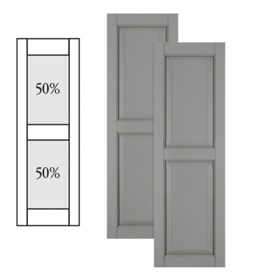 Traditional Composite Raised Panel Shutters w/ Center Mullion, Installation Brackets Included