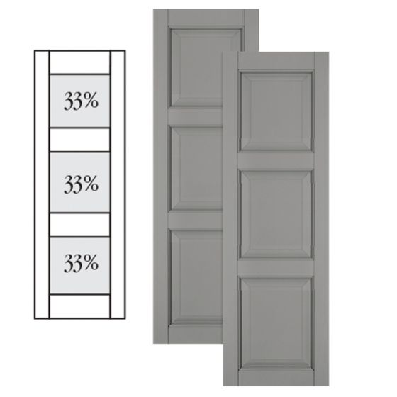 Traditional Composite Raised Panel Shutters w/ Double Mullion, Installation Brackets