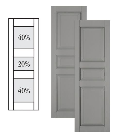 Traditional Composite Raised Panel Shutters w/ Double Center Mullion, Installation Brackets Included