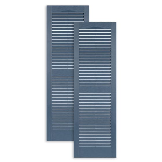 Standard Open Louvered Exterior Vinyl Shutters, 15" Wide