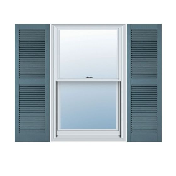 Custom Size Premium Vinyl Open Louver Window Shutters, w/Shutter-Loks (Per Pair) 