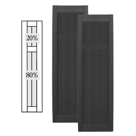 Custom Framed Closed Board & Batten Vinyl Shutters w/ Top Mullion