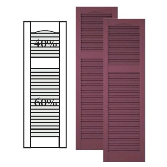 Custom Vinyl Louvered Shutters w/ Offset Top Mullion