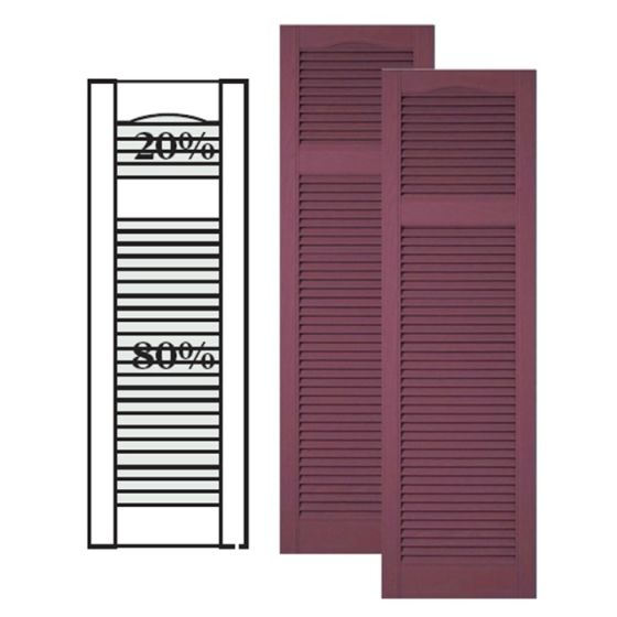 Custom Vinyl Louvered Shutters w/ Offset Top Mullion