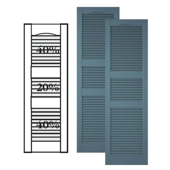 Custom Vinyl Louvered Shutters w/ Double Center Mullion