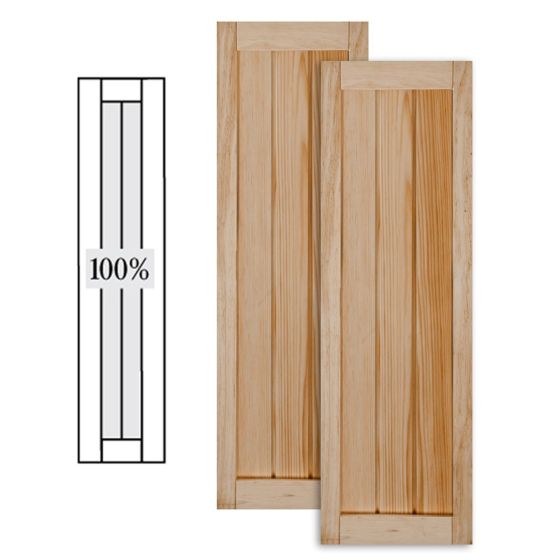 Traditional Wood V Groove Shutters w/ Full Panel