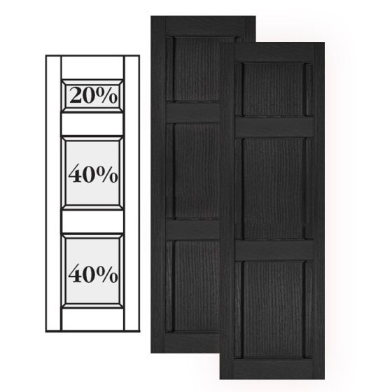 Custom Vinyl Classic Panel Shutters w/ Offset Top Double Mullion