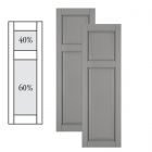 Traditional Composite Raised Panel Shutters w/ Offset Top Mullion, Installation Brackets Included