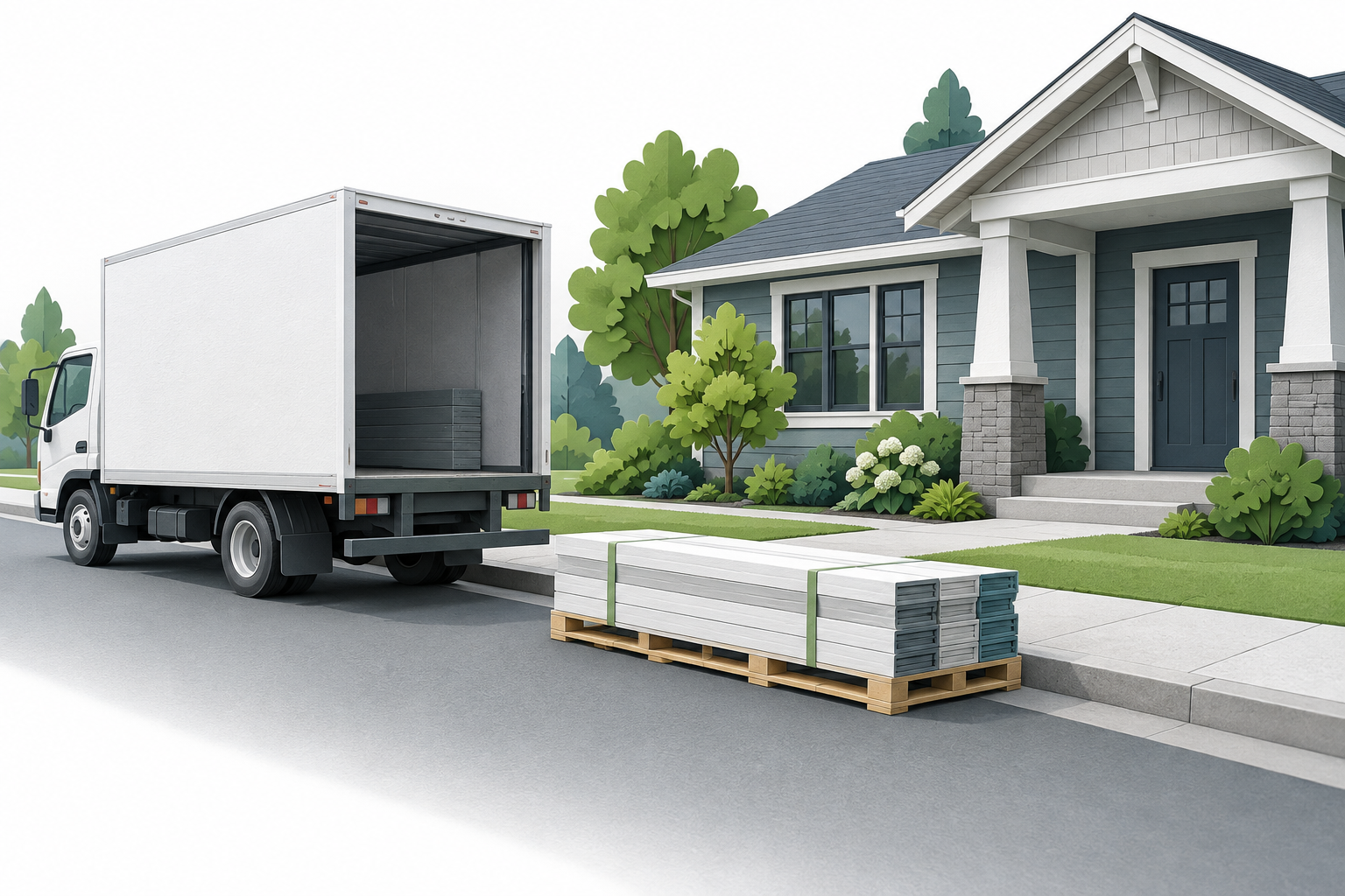 Illustration of a freight shipment at the curb